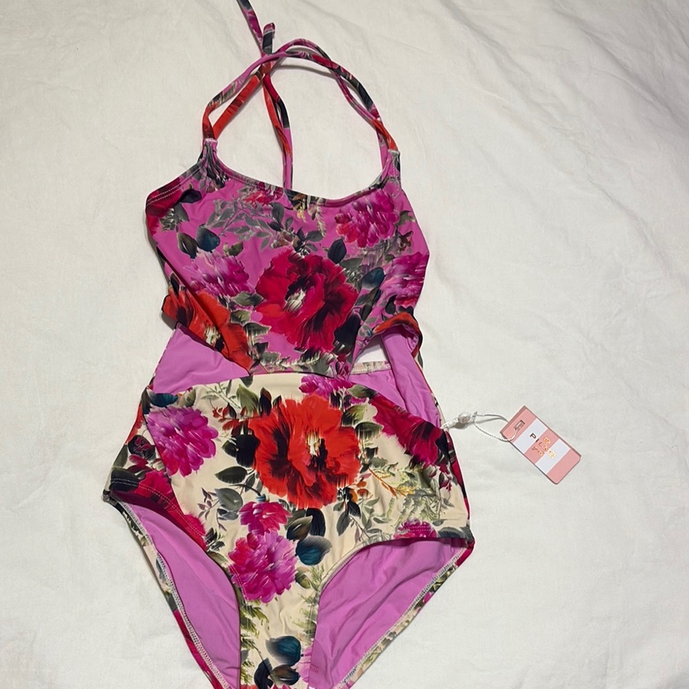 Pilyq Floral Kids One Piece in Pink and Red